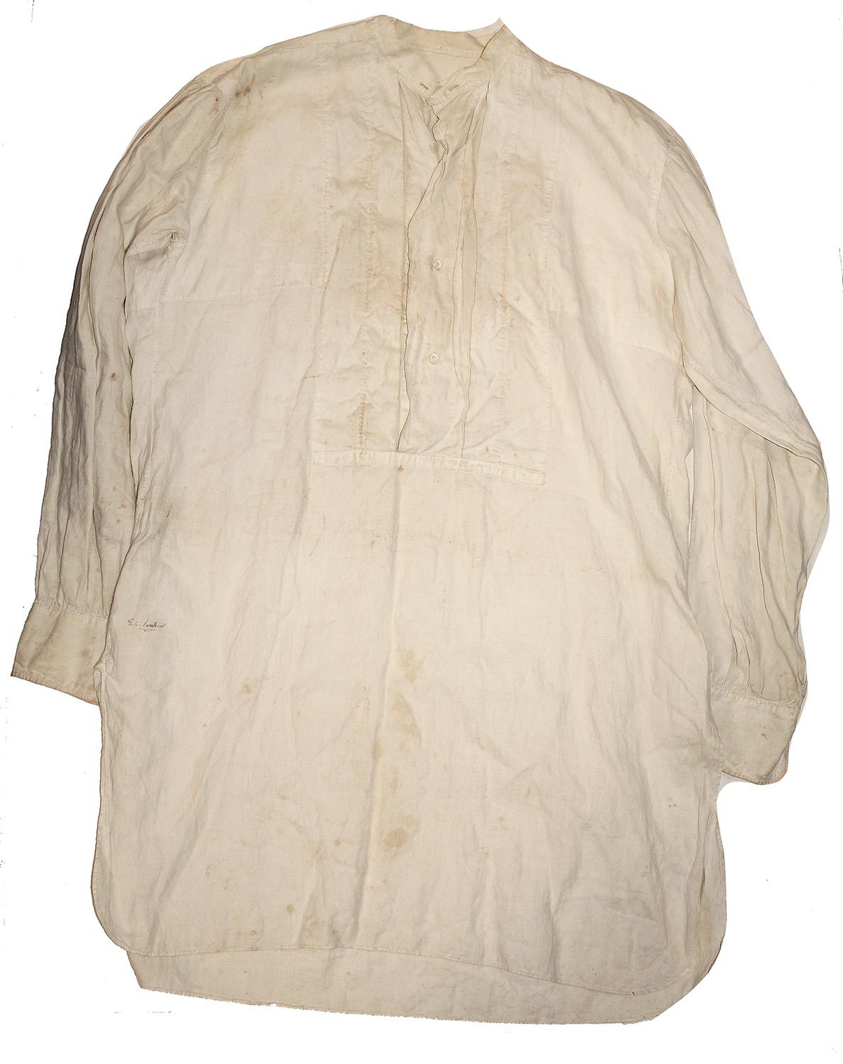 CIVIL WAR MUSLIN SHIRT ATTRIBUTED TO 21ST ILLINOIS MUSICIAN