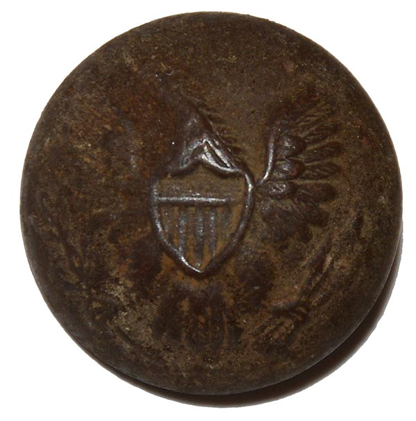 US EAGLE COAT BUTTON RECOVERED AT 1ST CORPS HOSPITAL SITE, GETTYSBURG – KEN BREAM COLLECTION