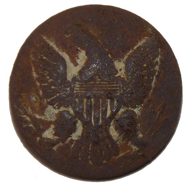 US EAGLE COAT BUTTON RECOVERED AT 1ST CORPS HOSPITAL SITE, GETTYSBURG – KEN BREAM COLLECTION