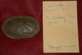 US PATTERN 1839 CARTRIDGE BOX PLATE EXCAVATED AT 1ST MANASSAS BY SYD KERKSIS IN 1954