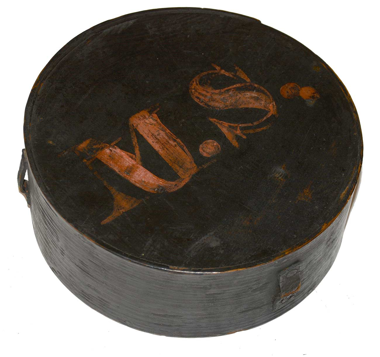 EARLY “CHEESE BOX” STYLE CANTEEN WITH PAINTED US/MS