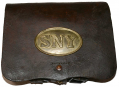 .58 CALIBER INFANTRY CARTRIDGE BOX BY BAKER AND MCKENNEY WITH SNY PLATE
