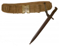 SPANISH-AMERICAN WAR WAIST BELT WITH REPRODUCTION US PLATE AND ORIGINAL BAYONET FOR THE KRAG RIFLE