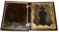 CASED HALF PLATE WITH HALF-PLATE TINTYPE OF LIEUTENANT