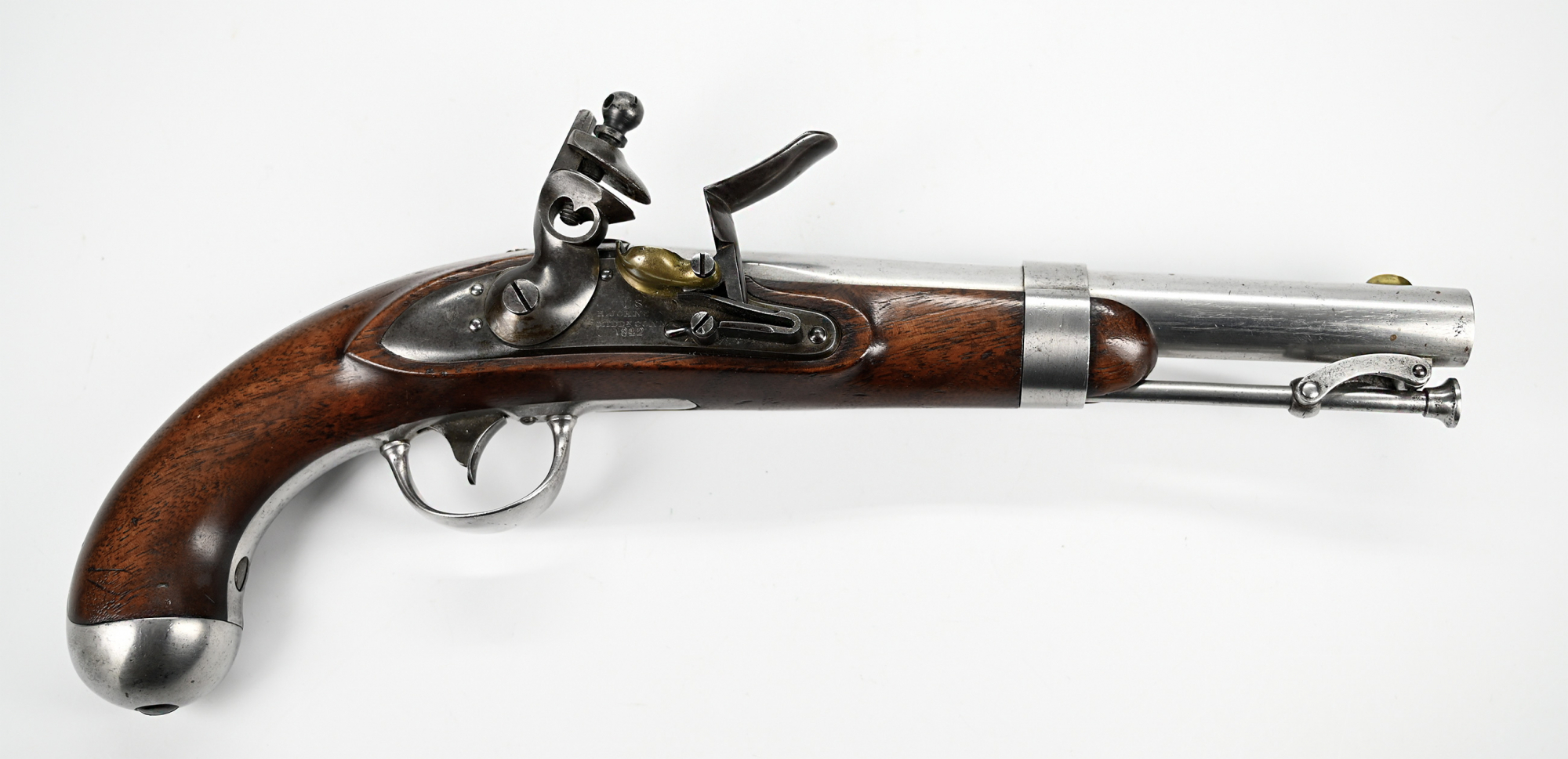 MODEL 1836 FLINTLOCK PISTOL BY JOHNSON DATED 1842