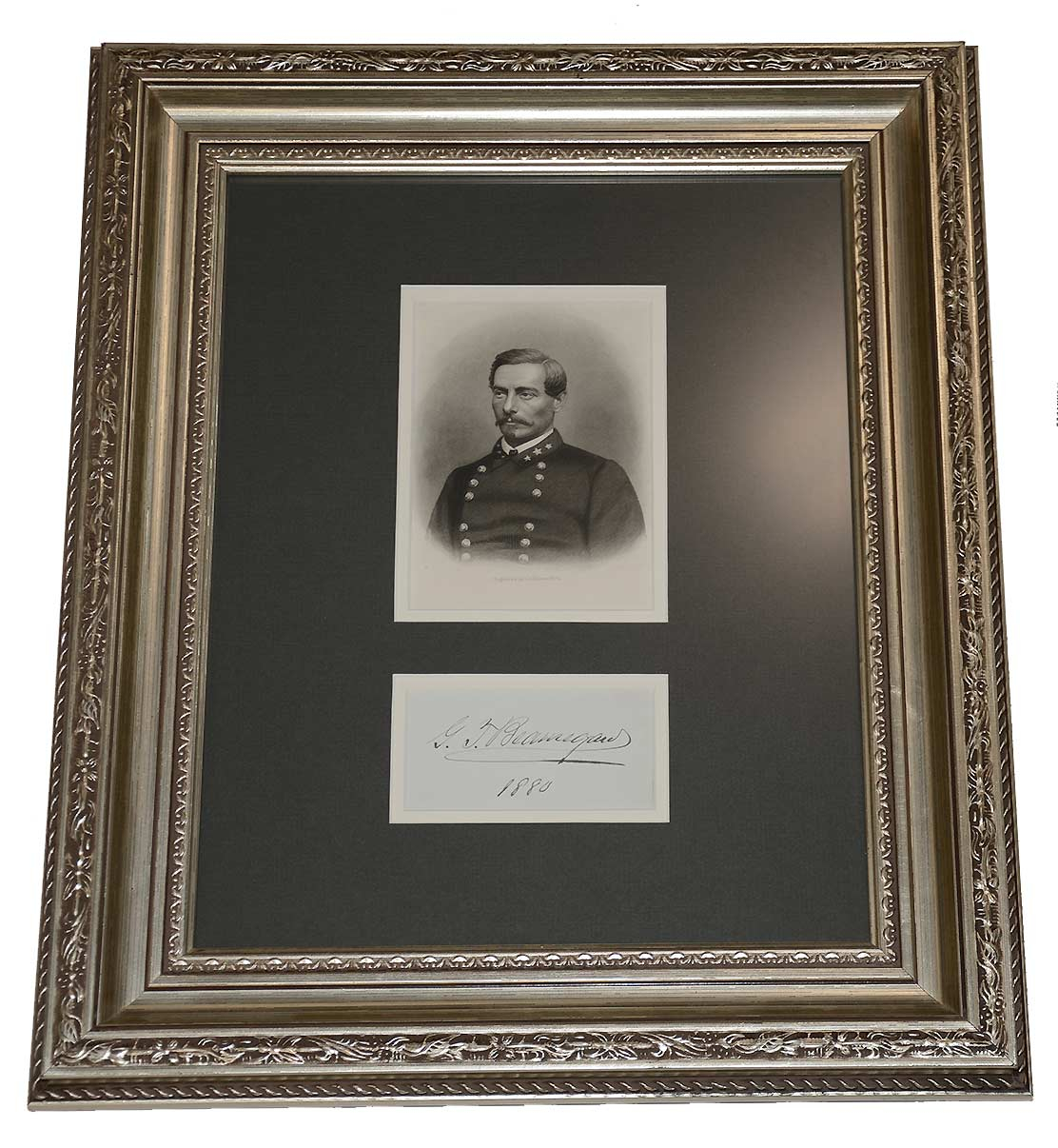 PIERRE GUSTAVE TOUTANT BEAUREGARD, CSA GENERAL - CUT SIGNATURE, ENGRAVED PORTRAIT