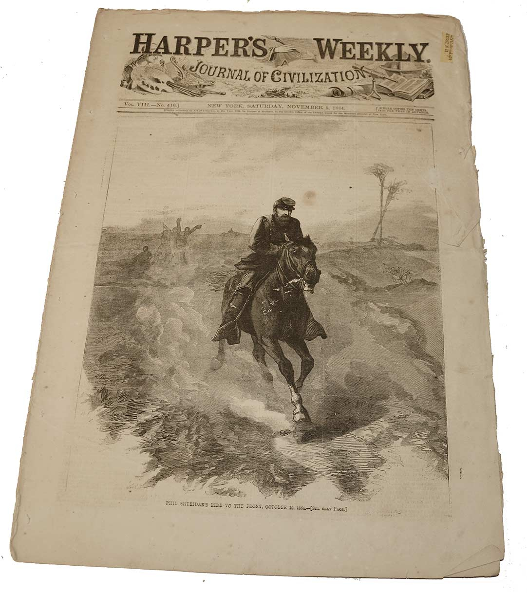 HARPER’S WEEKLY, NEW YORK, NOVEMBER 5, 1864 – PHIL SHERIDAN’S RIDE