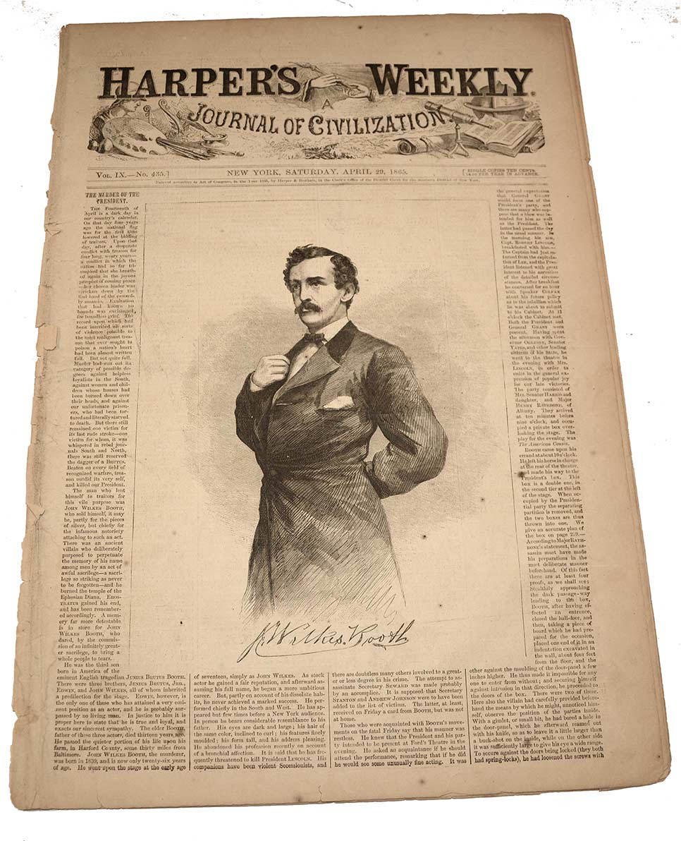 HARPER’S WEEKLY DATED APRIL 29, 1865 - LINCOLN ASSASSINATION