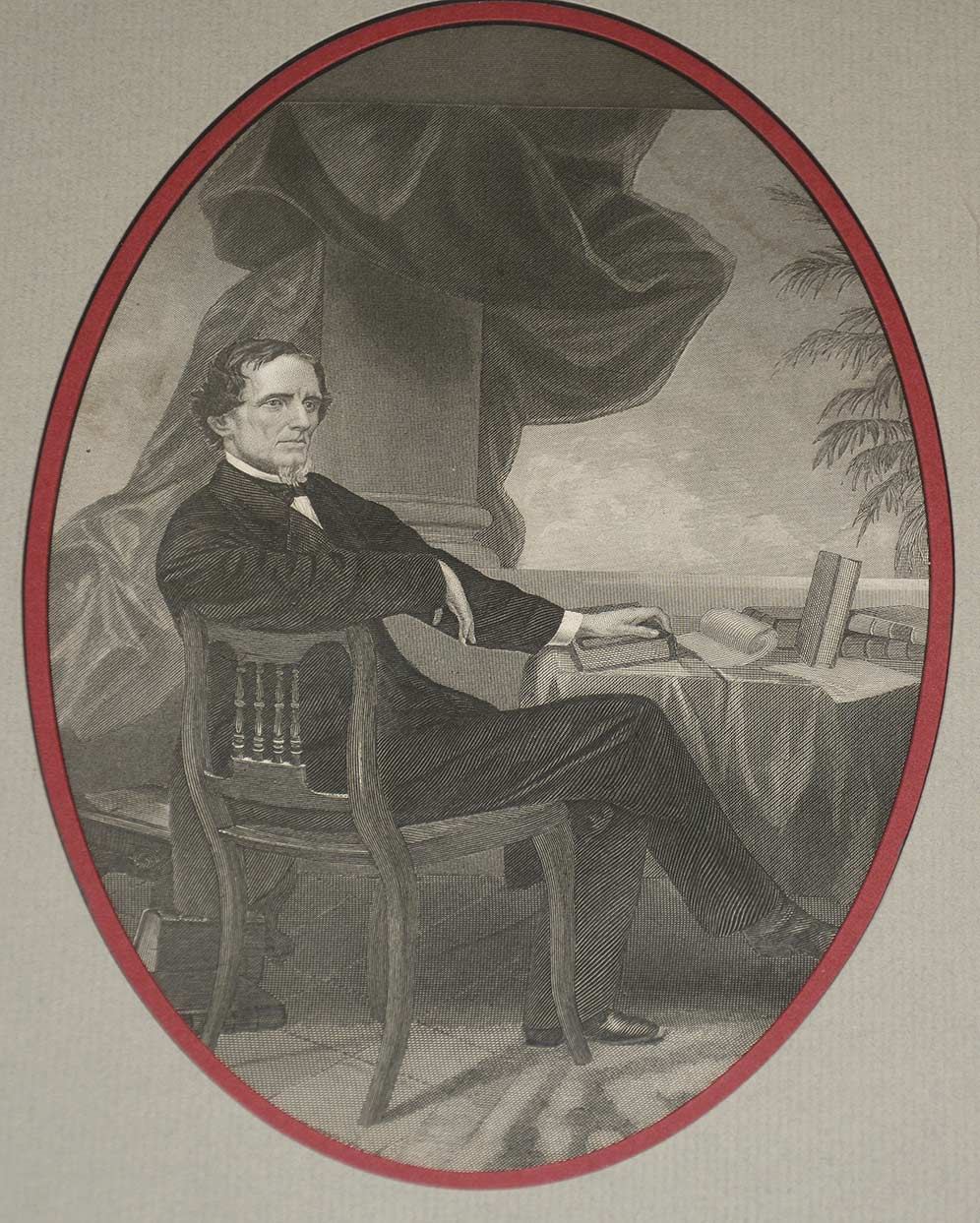 FRAMED JEFFERSON DAVIS CLIPPED SIGNATURE AND LITHOGRAPH — Horse Soldier