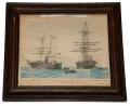 “THE TRENT AFFAIR” - SHARP WATER COLOR PAINTING OF THE CAPTURE OF CONFEDERATE AGENTS MASON & SLIDELL, BY CAPT WILKS OF THE USS SAN JACINTO 