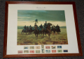 MORT KUNSTLER PRINT - “SHERIDAN’S MEN” [1982], W/COMMEMORATIVE POSTAGE  STAMPS