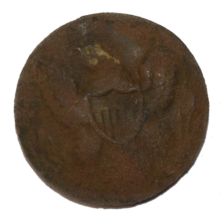 US GENERAL SERVICE EAGLE COAT BUTTON RECOVERED AT CULP’S HILL, GETTYSBURG – KEN BREAM COLLECTION