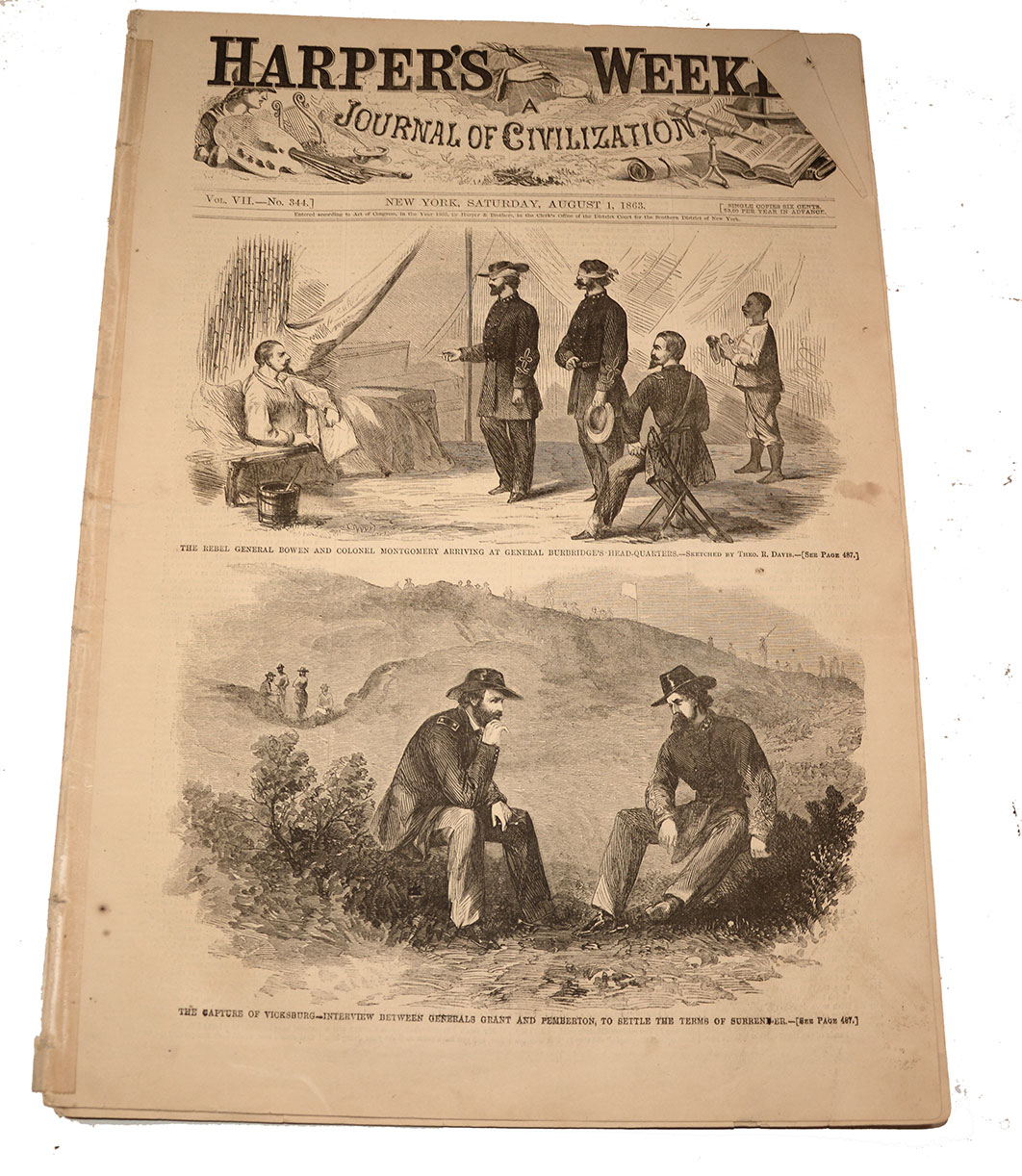 HARPER’S WEEKLY, NEW YORK, AUGUST 1, 1863 – VICKSBURG / NYC DRAFT RIOTS