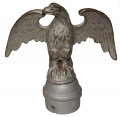 HEAVY 19TH CENTURY WHITE METAL SPREAD-WINGED EAGLE FINIAL FOR A FLAG STAFF