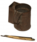 CIVIL WAR PERIOD TIN SHAVING MUG WITH LATER RAZOR