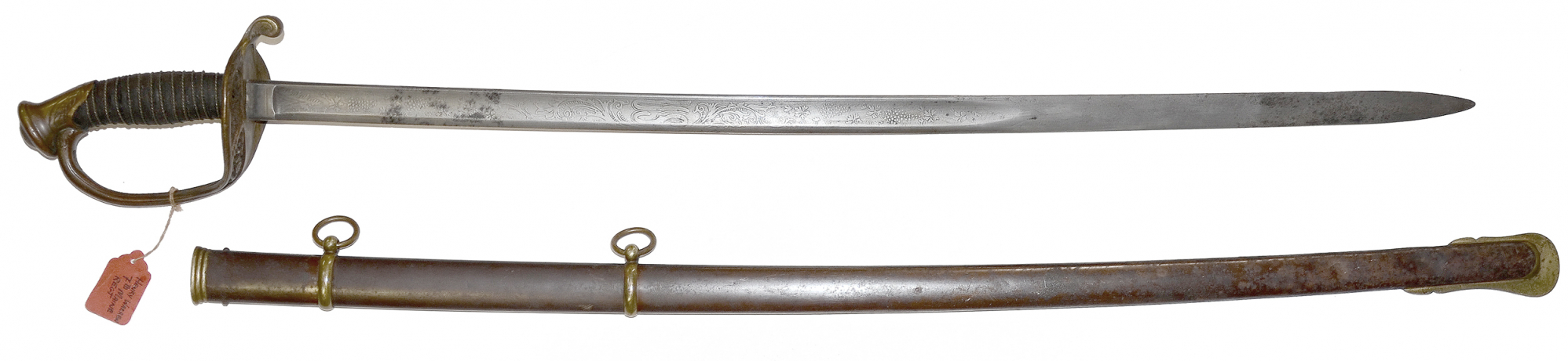 INSCRIBED SWORD OF CAPT. HENRY WARREN, 7th MAINE, KIA SPOTSYLVANIA
