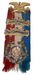 GOLD G.A.R. PAST COMMANDER BADGE OF EUGENE L. SMITH, LATE 14th NYHA, JOHN E. BEAM POST. NO. 92 BLOOMINGDALE, NEW JERSEY