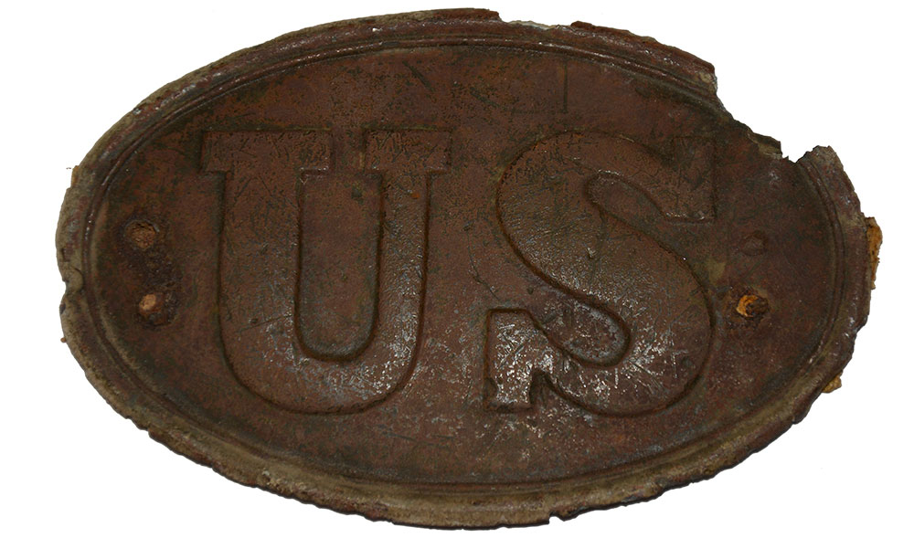 RELIC US PATTERN 1839 CARTRIDGE BOX PLATE FROM SPANGLER’S SPRING, GETTYSBURG