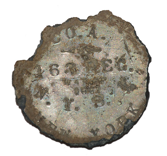 WHITE METAL ID TAG FOR UNKNOWN SOLDIER IN THE 163rd NEW YORK