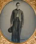 FULL STANDING SIXTH-PLATE TINTYPE OF A YOUNG CONFEDERATE PRIVATE