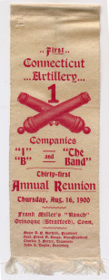 31st ANNIVERSARY REUNION 1ST CONNECTICUT ARTILLERY RIBBON, 1900