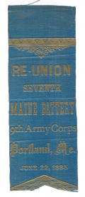 7th MAINE BATTERY 9th ARMY CORPS RIBBON, 1885