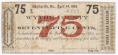 CS 1862 SEVENTY-FIVE CENTS NOTE FROM VIRGINIA