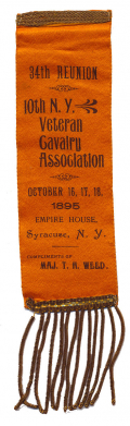 34th REUNION 10th NEW YORK VOLUNTEER CAVALRY ASSOCIATION RIBBON, 1895