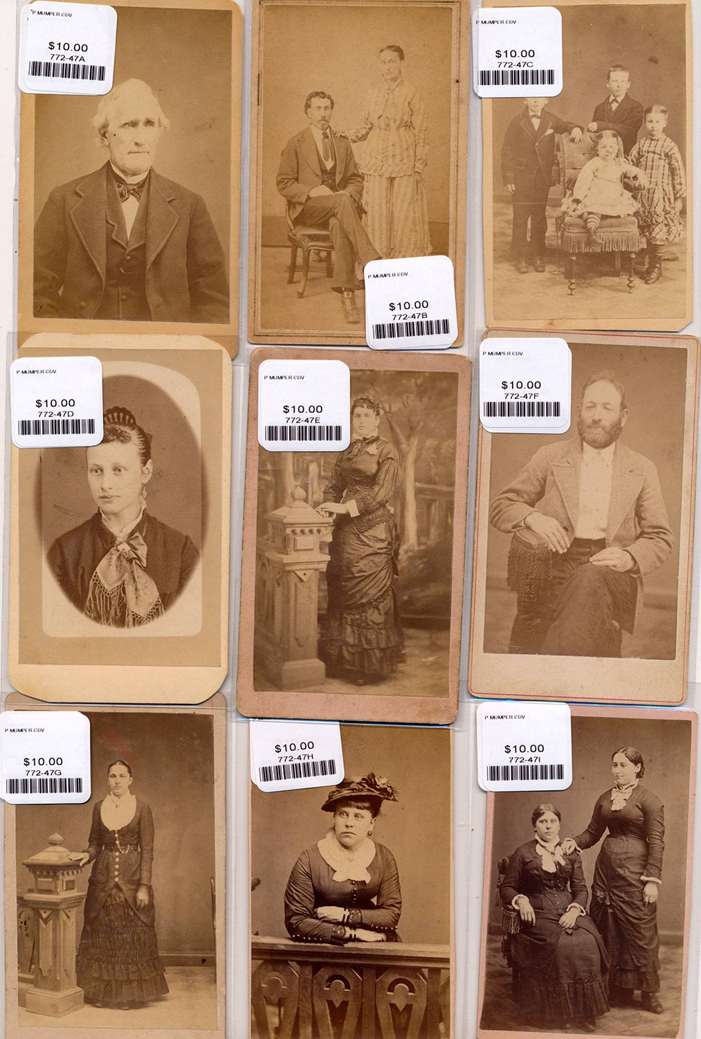 SELECTION OF CDV’S OF CIVILIANS TAKEN BY LOCAL GETTYSBURG PHOTOGRAPHERS
