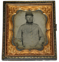 SIXTH-PLATE RUBY AMBROTYPE OF A SEATED CONFEDERATE