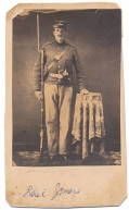 FULL STANDING VIEW OF A WELL ARMED 44TH & 121ST NEW YORK SOLDIER WHO DIED OF WOUNDS RECEIVED AT SALEM CHURCH