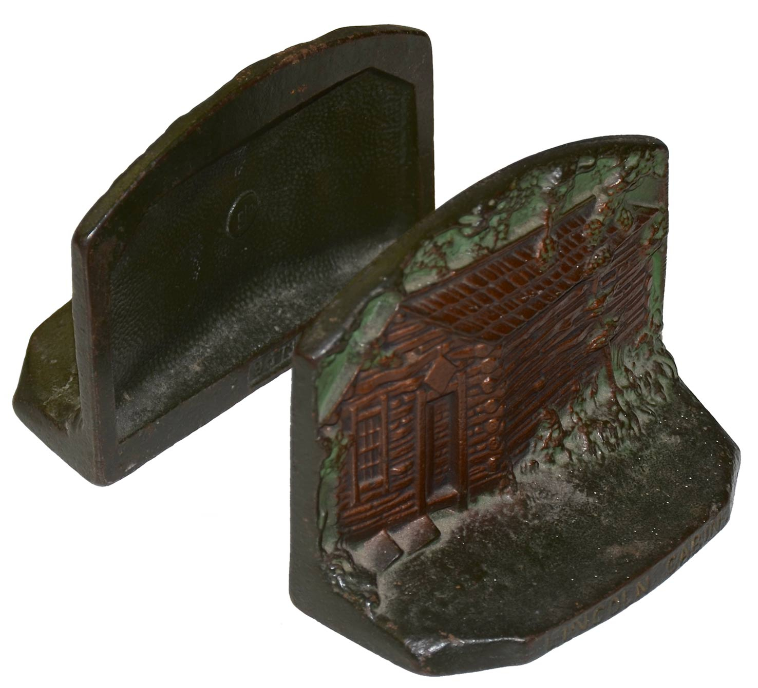 CAST BRONZE LINCOLN CABIN BOOKENDS