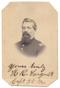 INK SIGNED CDV OF A MAINE OFFICER WHO SERVED IN FOUR DIFFERENT REGIMENTS AND WAS CAPTURED IN THE PETERSBURG CRATER – HERBERT R. SARGENT