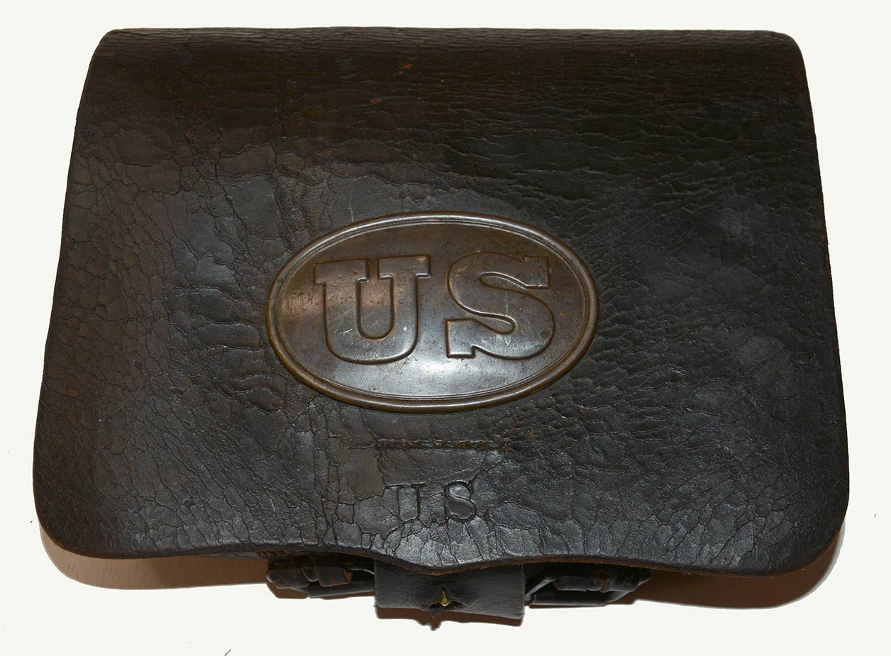 PATTERN 1861 CARTRIDGE BOX WITH BRASS PLATE AND FRONT FLAP STAMPED “US”