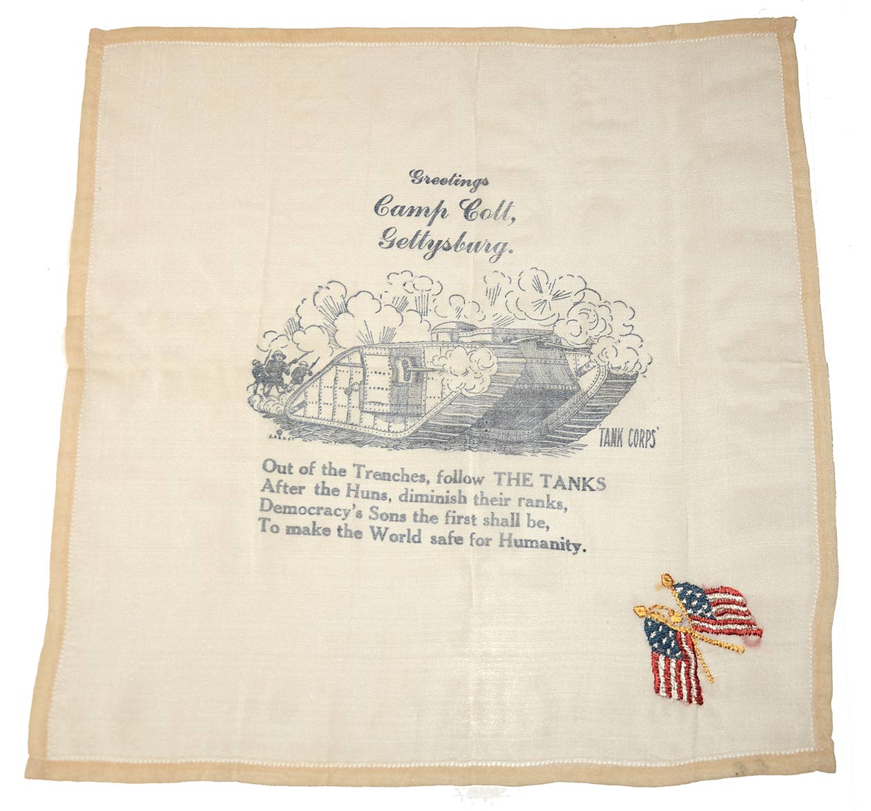 CAMP COLT TANK CORPS SILK HANDKERCHIEF 