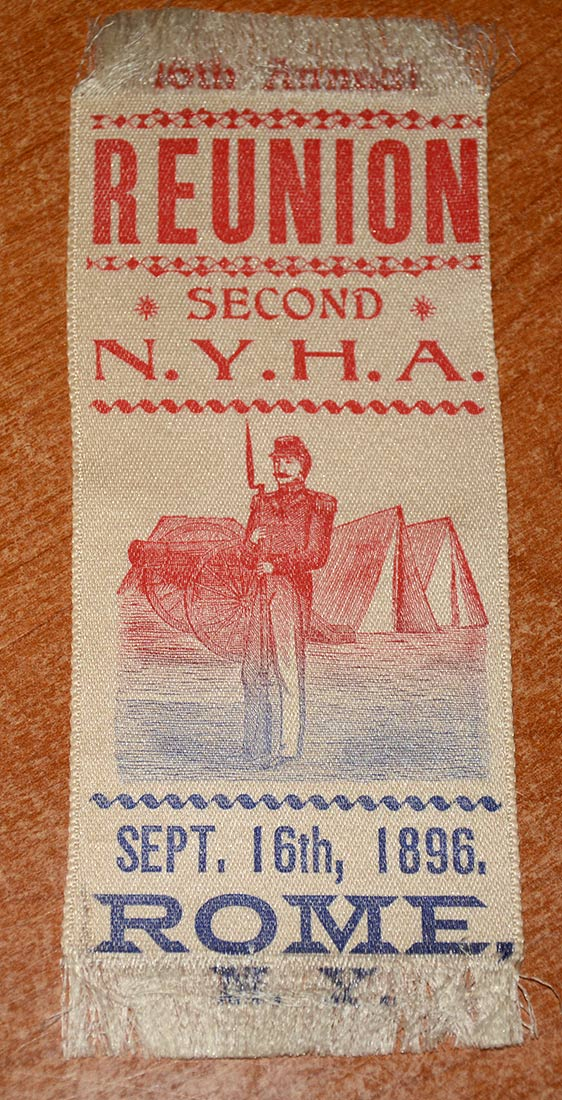16th ANNUAL REUNION RIBBON FOR THE NEW YORK HEAVY ARTILLERY, 1896