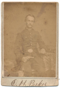 SIGNED THREE-QUARTER SEATED VIEW OF 3RD NEW YORK INFANTRY PRIVATE WITH POCKET REVOLVER - ACCIDENTLY SHOT BY A SENTRY 