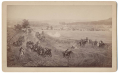 CABINET CARD PHOTO – PORTION OF THE GETTYSBURG CYCLORAMA WHILE ON EXHIBIT IN BOSTON; UNION ARTILLERY RESERVES MOVING TOWARDS THE HIGH WATER WARK