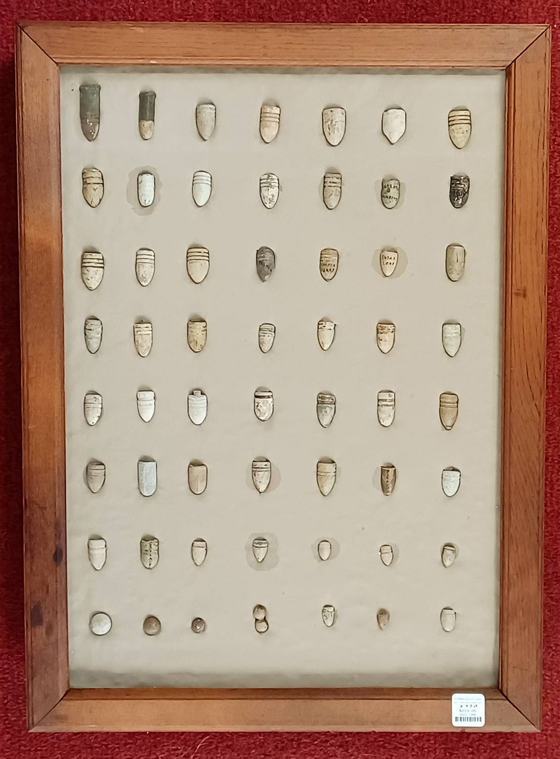 LARGE FRAMED BULLET COLLECTION FROM OLD COLLECTOR