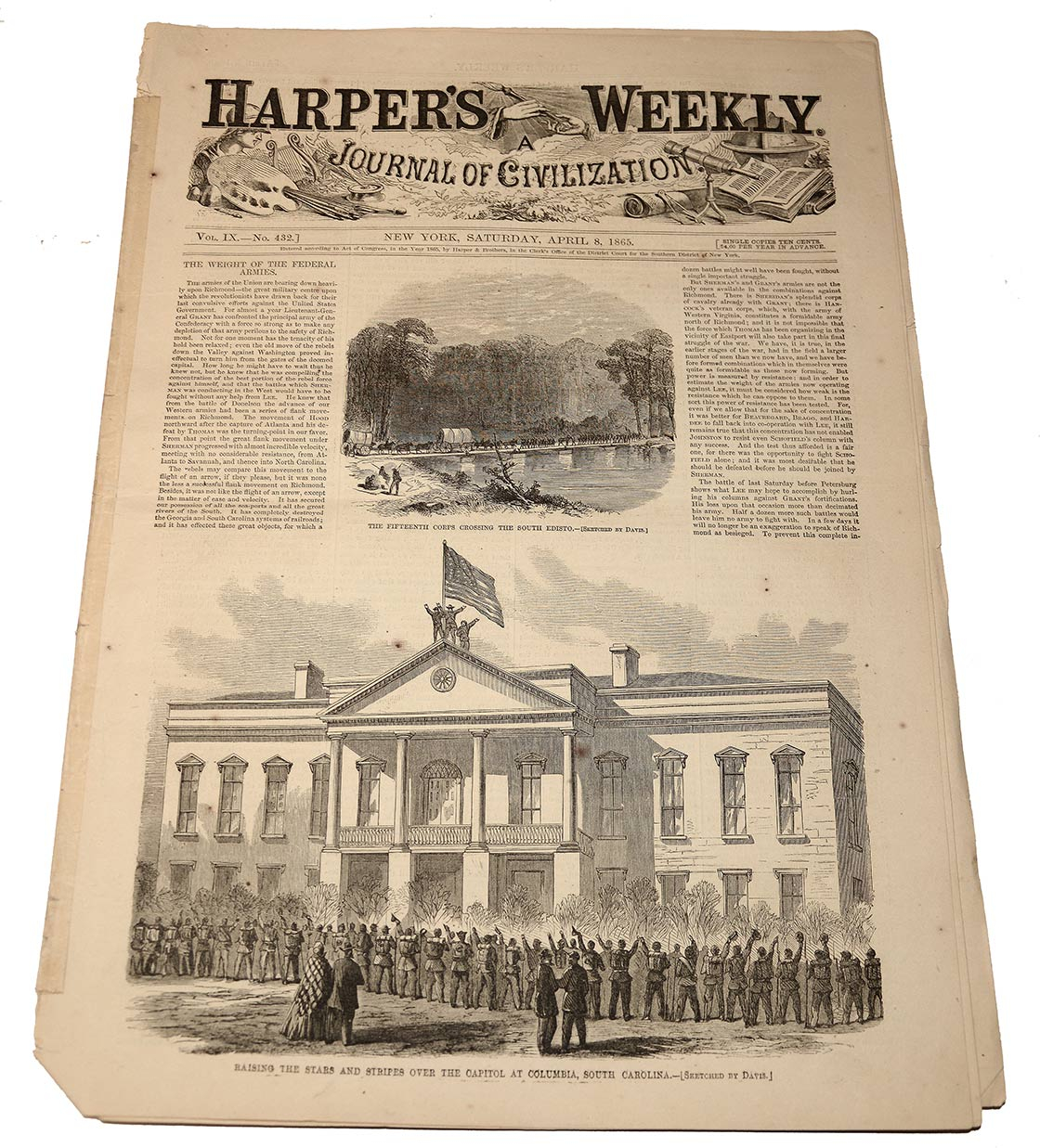 HARPER’S WEEKLY, NEW YORK, APRIL 8, 1865 – SHERMAN’S MARCH THROUGH THE CAROLINAS