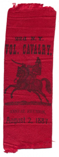 22ND NEW YORK CAVALRY REUNION RIBBON 1887