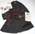 MISSOURI CONFEDERATE FROCK COAT, SASH, CS SWORD BELT, AND HOLSTER, OF MAJOR WILLIAM F. HAINES, WITH FAMILY ARCHIVE OF PHOTOS & PAPERS: SHILOH, VICKSBURG, AND NEGOTIATIONS WITH SHERMAN FOR SURRENDER OF GEN. L.S. BAKER’S COMMAND IN APRIL 1865