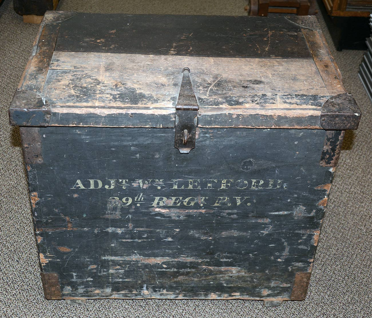WOODEN TRUNK IDENTIFIED TO 29TH PENNSYLVANIA ADJUTANT - LIEUTENANT WILLIAM LETFORD
