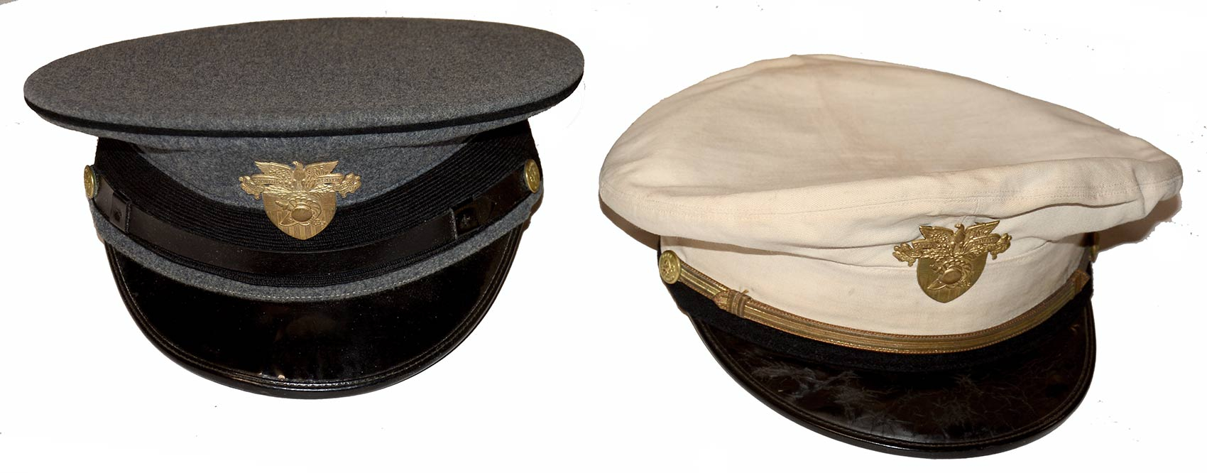TWO WEST POINT HATS IDENTIFIED TO WILLIAM H. BIRRELL, KILLED IN THE CRASH OF A P-40 WARHAWK IN 1941