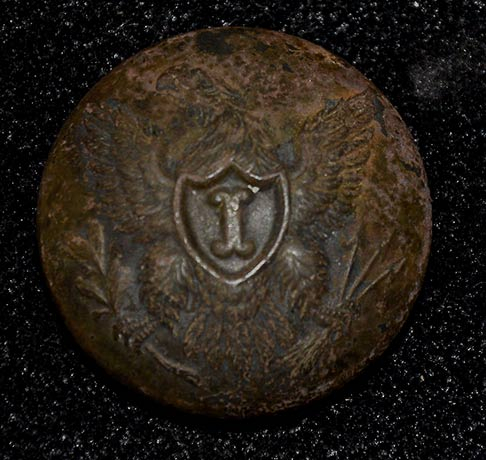 UNION EAGLE “I” COAT BUTTON RECOVERED AT 2ND CORPS CAMP IN TANEYTOWN – GETTYSBURG CAMPAIGN