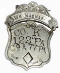 VETERAN’S BADGE FOR 122ND AND 77TH PENNSYLVANIA SOLDIER – WOUNDED AT CHANCELLORSVILLE