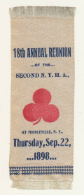18th ANNUAL REUNION RIBBON FOR THE NEW YORK HEAVY ARTILLERY, 1898