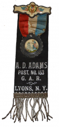 A.D ADAMS GAR POST NO. 153 MOURNING RIBBON, LYONS, NEW YORK