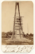 VERY RARE CDV PHOTOGRAPH OF THE SOLDIERS NATIONAL MONUMENT AT GETTYSBURG WHILE UNDER CONSTRUCTION