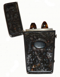 DECORATED GUTTA-PERCHA CASE CONTAINING FOUR TORTOISE SHELL BLEEDERS